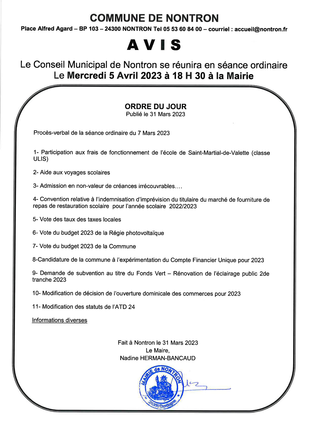 Avis CM du 05 04 2023