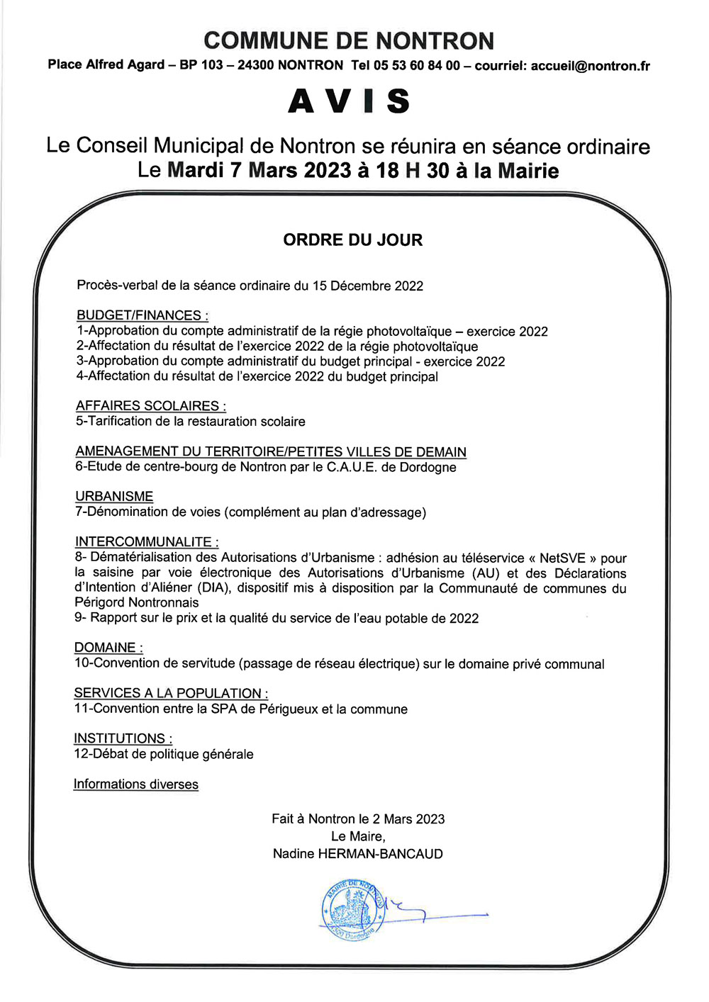 Avis CM 7 mars 2023